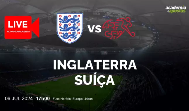 Inglaterra Suíça livestream | Campeonato Europeu | 06 July 2024
