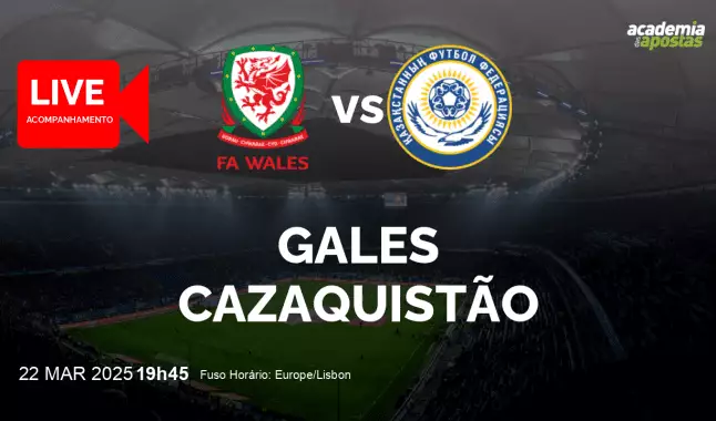 Gales Cazaquistão livestream | WC Qualification Europe | 22 March 2025