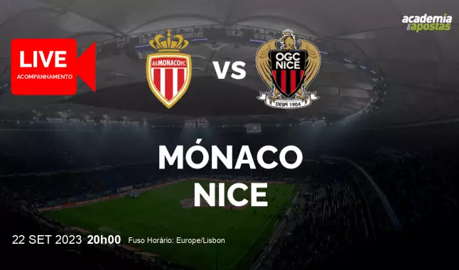 Mónaco Nice livestream | Ligue 1 | 22 September 2023