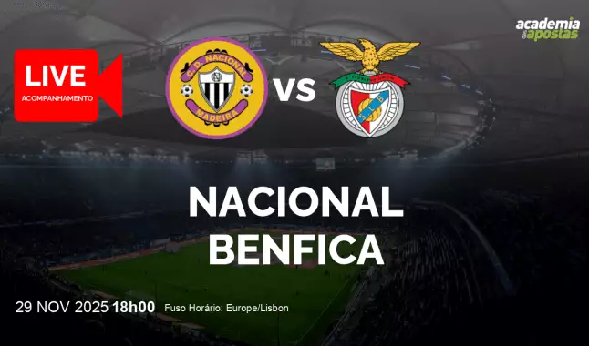 Nacional Benfica livestream | Liga Portugal Betclic | 29 November 2025