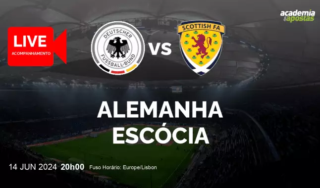 Alemanha Escócia livestream | Campeonato Europeu | 14 June 2024