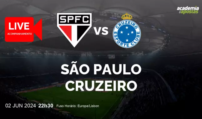 São Paulo Cruzeiro livestream | Serie A | 02 June 2024