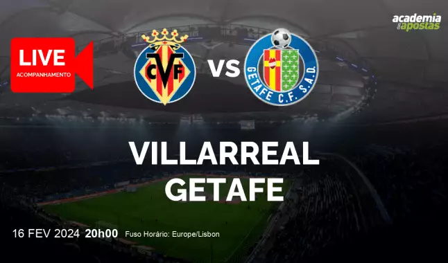 Villarreal Getafe livestream | Primera División | 16 February 2024