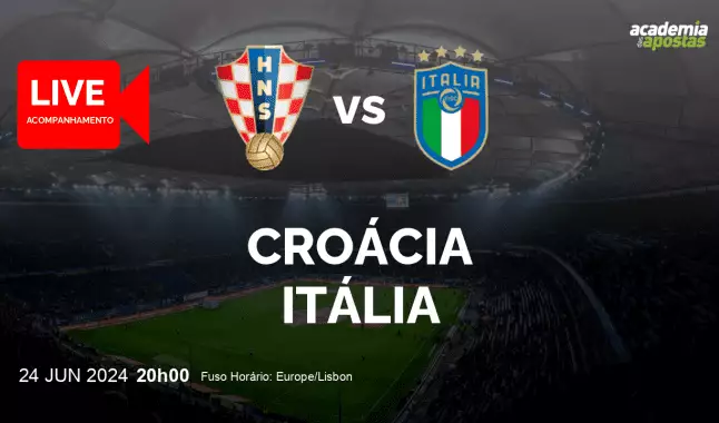 Croácia Itália livestream | Campeonato Europeu | 24 June 2024
